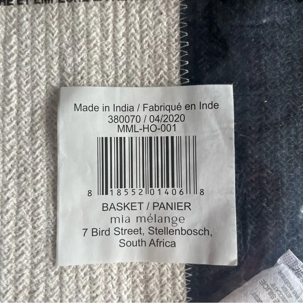 Mia Melange Foldable Cotton Basket Storage NWT